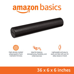 Rodillo de espuma redondo de alta densidad de Amazon Basics para ejercicio y recuperación