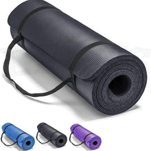 Dark gray ribbed yoga mat roll with attached carrying strap and end grip