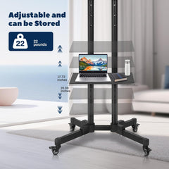 Mobile TV Stand Rolling TV Cart for 32-65 Inch,Height Adjustable Floor TV Stand,Lockable Wheels&Removable Shelf for LCD LED 4K Flat Curved TV,110 lbs,Max VESA 600x400mm,180x76x56cm,Black