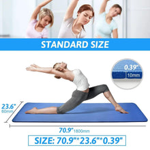 Blue yoga exercise mat, 10mm thick with non-slip surface for workouts