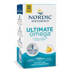 Nordic Naturals Ultimate Omega fish oil supplement 60 soft gels lemon flavor 1280 mg omega 3