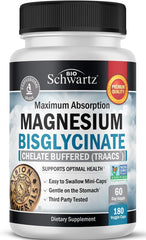 BioSchwartz Non-GMO Project Verified Magnesium Bisglycinate Chelate No-Laxative Effect Mineral Supplement
