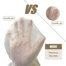 Unbleached cheesecloth comparison, sheer light beige fabric with faint stripes