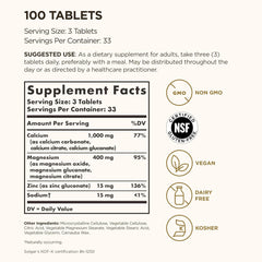 Solgar Calcium Magnesium Plus Zinc Tablets, 100 Count
