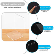Clear acrylic bookend set with smooth edges and rounded corners for safety.