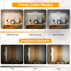 Under Cabinet Lights，Rechargeable Battery Led Lights Ba，Dimmable Led Light Bar With 3 Color Modes， USb Rechargeable，Wall Shelf, Closet, Mirror, Bedside, Kitchen Lighting