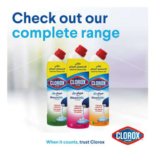 Set of Clorox bleach gel cleaner bottles with red caps and colored labels
