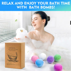 Bath Bombs Gift 6 Pack, Large Organic & Natural Essential Oil Handmade Set Moisturize Dry Skin