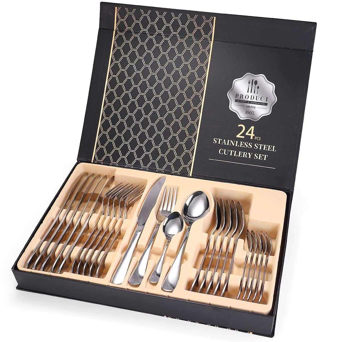 Stainless Steel Silver Cutlery Set – Spoon, Knife & Fork - Mumzar