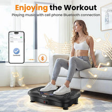 Vibration plate fitness platform with textured foot surface and blue indicator lights