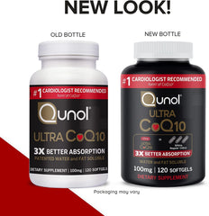 Qunol CoQ10 100mg Softgels - Ultra 3x Better Absorption Coenzyme Q10 Supplements - Antioxidant Supplement For Vascular And Heart Health & Energy Production - 4 Month Supply - 120 Count