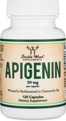 Double Wood Supplements Apigenin - 50mg per Capsule, 120 Count (Powerful Bioflavonoid Found in Chamomile Tea for Relaxation, Sleep, and Mood) Senolytic Flavonols for Aging Manufactured in The USA by