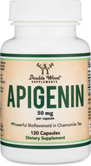 Double Wood Supplements Apigenin - 50mg per Capsule, 120 Count (Powerful Bioflavonoid Found in Chamomile Tea for Relaxation, Sleep, and Mood) Senolytic Flavonols for Aging Manufactured in The USA by