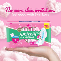 Whisper Ultra Soft Sanitary Pads XL Plus 30 Units