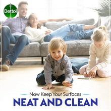 Dettol surface cleanser text reading “NEAT AND CLEAN” on a promo banner