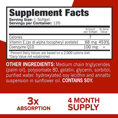 Qunol CoQ10 100mg Softgels - Ultra 3x Better Absorption Coenzyme Q10 Supplements - Antioxidant Supplement For Vascular And Heart Health & Energy Production - 4 Month Supply - 120 Count