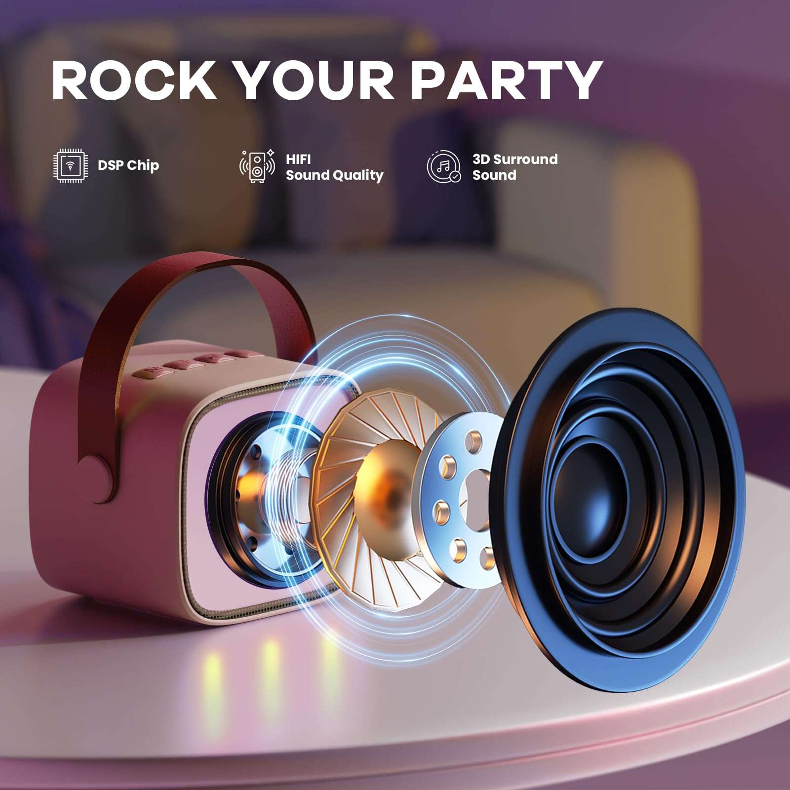 YLL Mini Karaoke Machine for Kids Adults, Portable Bluetooth Speaker with 2 Wireless Microphones,18 Pre-Loaded Songs Toys Birthday Gifts for Girls 4, 5, 6, 7, 8+ Years Old Toddler Teens - MULTICOLOR