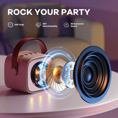 YLL Mini Karaoke Machine for Kids Adults, Portable Bluetooth Speaker with 2 Wireless Microphones,18 Pre-Loaded Songs Toys Birthday Gifts for Girls 4, 5, 6, 7, 8+ Years Old Toddler Teens - MULTICOLOR