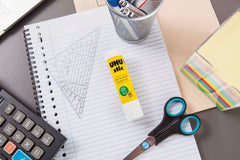 UHU stic, 8.2g, pack of 3, the proven glue stick, strong, fast, solvent free, clean, safe & sustainable for school, home, office, kids, arts and crafts, 98% natural, now packed in 50% recycled plastic
