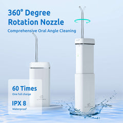 SYNHOPE Water Flosser [Mini Cordless Portable] Oral Irrigator Water Teeth Cleaner Pick, Telescopic Water Tank, 3 Modes & IPX7 Waterproof, Home & Travel Water Flossers for Teeth, Braces Bridges Care