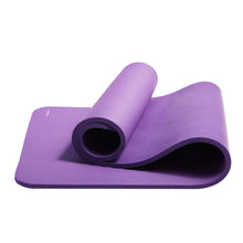 Purple extra-thick yoga mat with rolled ends, textured grip surface