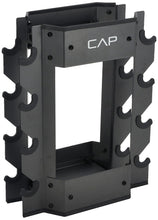 Dumbbell and kettlebell storage rack with curved side holders, dark grey, CAP logo