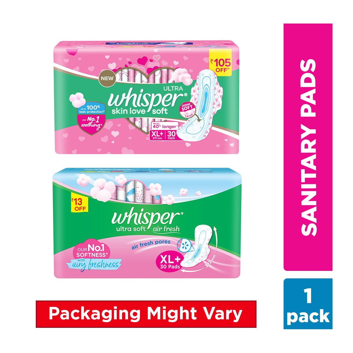 Whisper Ultra Soft Sanitary Pads XL Plus 30 Units