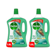 Pine floor cleaner bottle pair, 1.8L green pack (dual pack) with flip-top caps