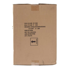 Cardboard shipping box back panel with printed shipping text and arrow label