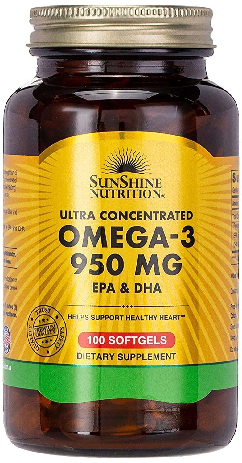 Sunshine Nutrition Ultra Concentrate Omega-3 950Mg EPA & DHA, 100 Softgels | Helps Support Healthy Heart | Gluten Free