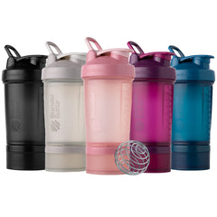 BlenderBottle Shaker Bottle with Pill Organizer and Storage for Protein Powder, Classic V2 ProStak System, 22-Ounce, Smoke Grey
