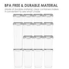 Empty clear plastic airtight storage containers with snap lids, stackable set