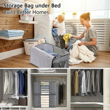 Under-bed clothes storage bag organizer with clear window, dark gray, holds folded items
