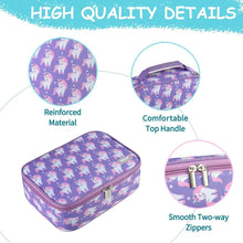 Purple unicorn pencil case with reinforced fabric and smooth two-way zippers