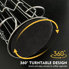 Coffee Capsule Holder, Pod Stand for Nescafe Compatible with Dolce Gusto Capsules 24pcs, Rotating Pod Holder, Silver