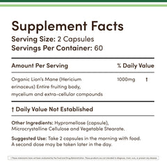 Double Wood Supplements Lions Mane Mushroom - 120 x 500mg Capsules