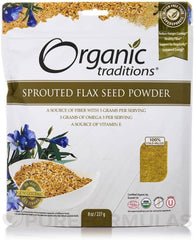 Organic Traditions Sprouted Golden Flax Seed Powder | 227 g | Rich in Fiber, Omega-3, and Vitamin E | Certified Organic