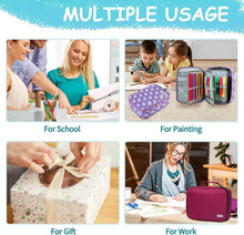 Purple unicorn pencil case open with detachable organizer sections and zippers
