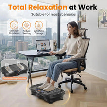 Vibration plate fitness platform with textured foot surface, feet resting during seated workout