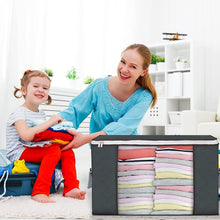 Foldable clothes storage bag organizer with see-through window, dark gray, for storing clothes