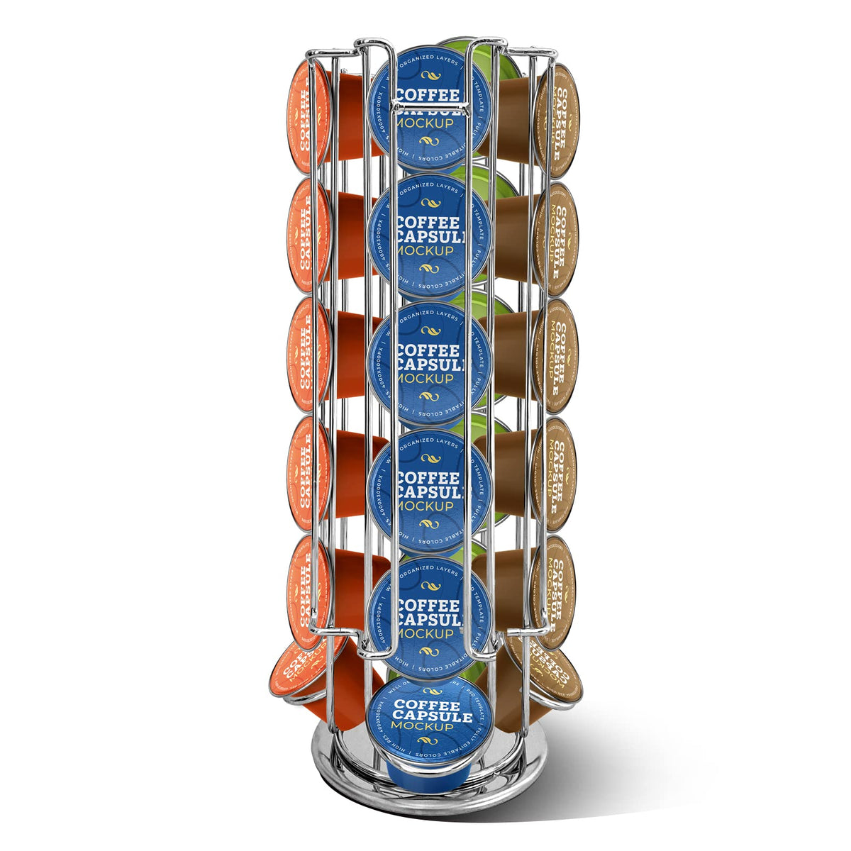 Coffee Capsule Holder, Pod Stand for Nescafe Compatible with Dolce Gusto Capsules 24pcs, Rotating Pod Holder, Silver