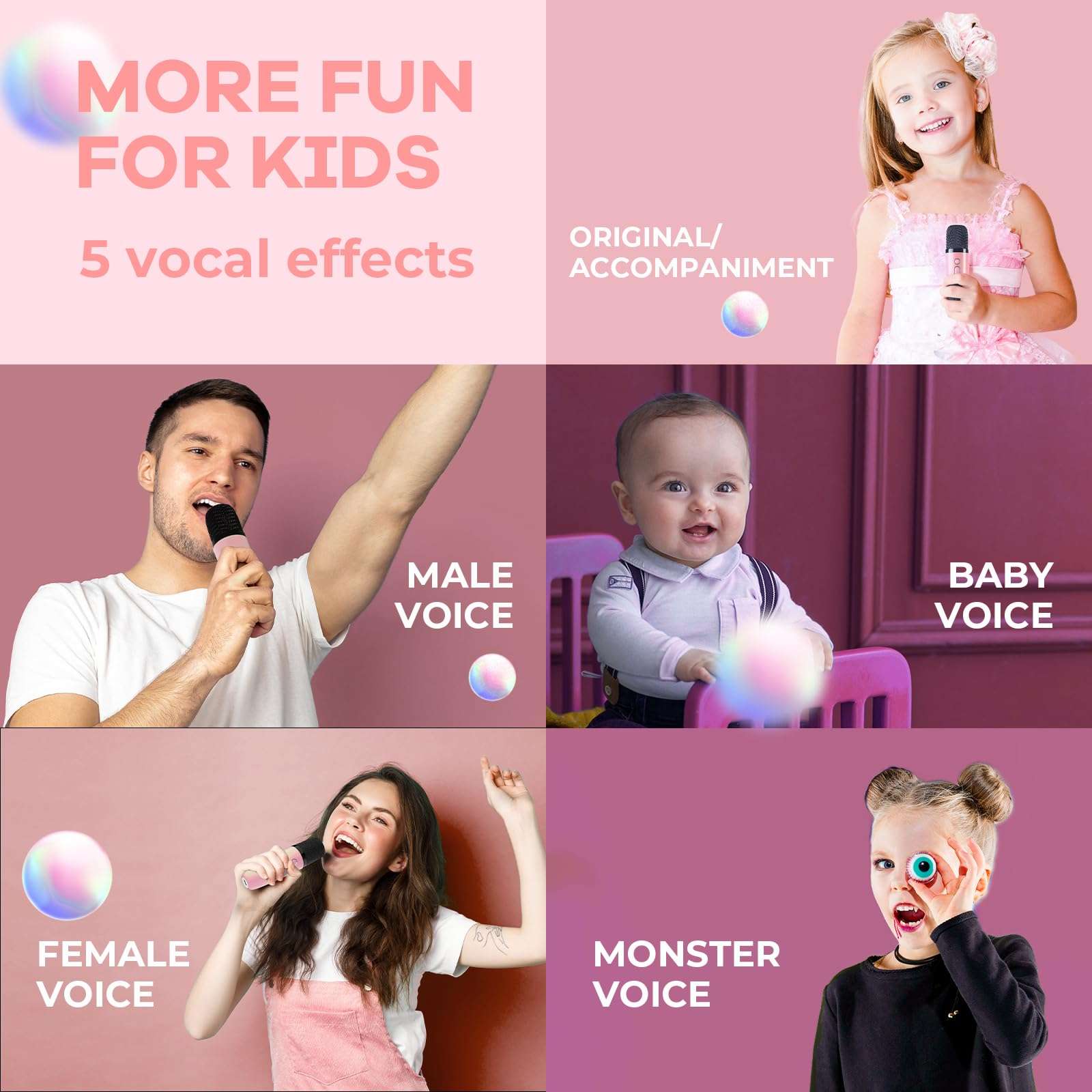 YLL Mini Karaoke Machine for Kids Adults, Portable Bluetooth Speaker with 2 Wireless Microphones,18 Pre-Loaded Songs Toys Birthday Gifts for Girls 4, 5, 6, 7, 8+ Years Old Toddler Teens - MULTICOLOR