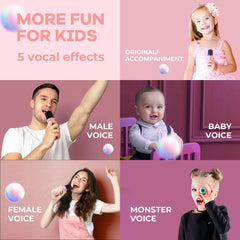 YLL Mini Karaoke Machine for Kids Adults, Portable Bluetooth Speaker with 2 Wireless Microphones,18 Pre-Loaded Songs Toys Birthday Gifts for Girls 4, 5, 6, 7, 8+ Years Old Toddler Teens - MULTICOLOR