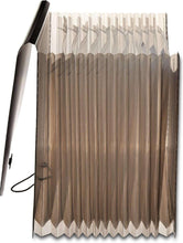 Black expanding file folder with accordion-style divider pockets