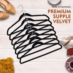 20Pcs Non Slip Felt Hangers Space Saving Clothes Hanger Velvet Hanger Heavy Duty Adult Hanger For Coat, Suit - Black