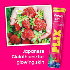 PLIX - THE PLANT FIX Glutathione Tablets With Vitamin C For Clear And Youthful Skin (Pack Of 1, Strawberry) | 15 Collagen Supplements |500mg L-Glutathione, Vegan Vitamin E And Hyaluronic Acid