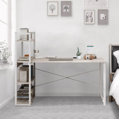 Computer Desk Table with Shelves 120x48cm, 4 Tier Study Table with Bookshelf Desk Storage Reversible Study Table Office Corner Desk with Shelves Home Office Desk Easy Assemble