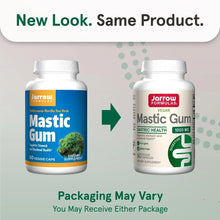 Jarrow Formulas mastic gum supplement bottles showing packaging may vary