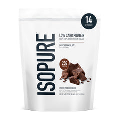 Isopure Low Carb Whey Protein Isolate Powder with Vitamin C & Zinc for Immune Support, 25g Protein, & Keto Friendly - Dutch Chocolate 1 LB, 14 Servings (454 G)