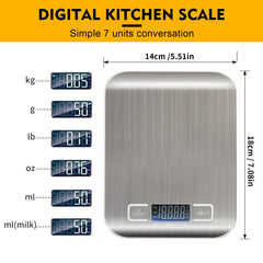 Kitchen Scale, Multifunction Digital Food Scale for Baking, Cooking and Dieting, Kitchen Scale With LCD Display Stainless Steel Platform, Ultra Slim,Tare Function